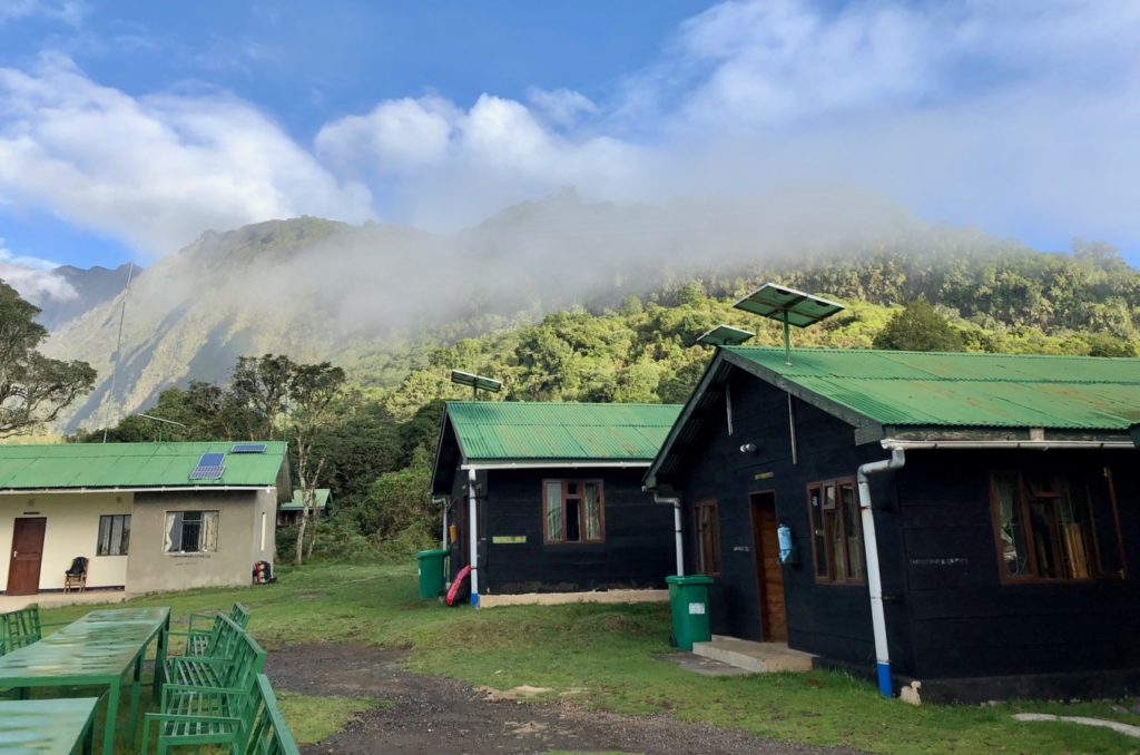 Huts of the Miriakamba Huts at Mount Meru